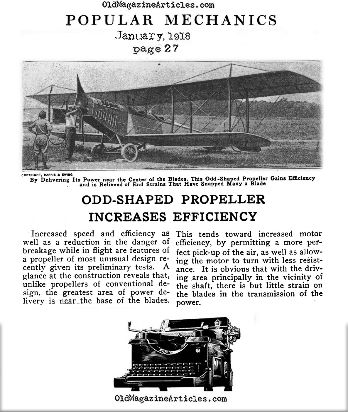 Odd-Shaped Propeller More Efficient  (Popular Mechanics, 1918)